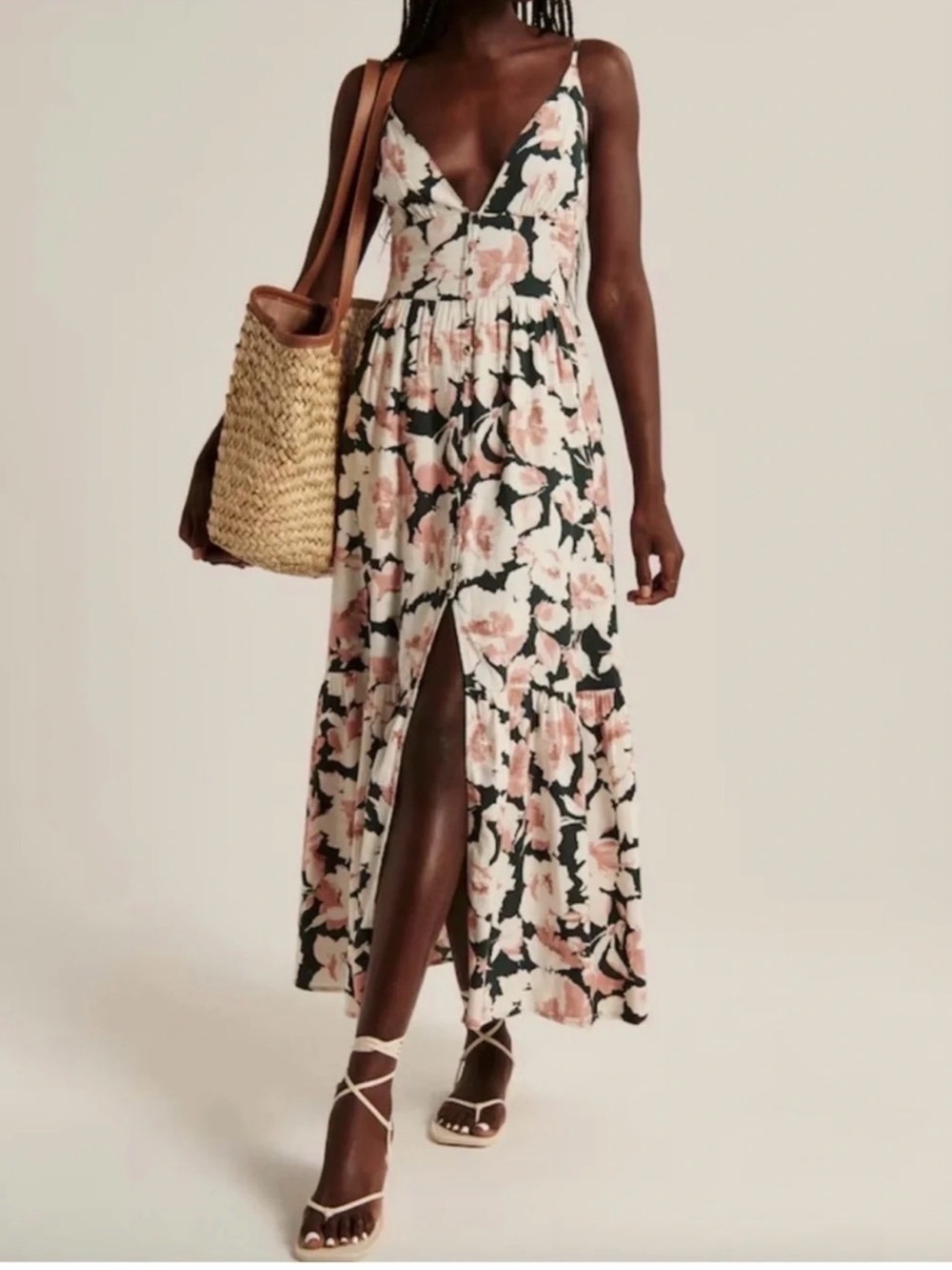 Abercrombie & Fitch sleeveless plunge floral print maxi dress